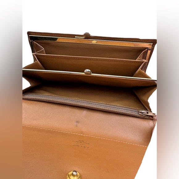 Celine Monogram Leather Long Wallet PVC W/ Kiss Lock And Gold Accents - Picture 14 of 16